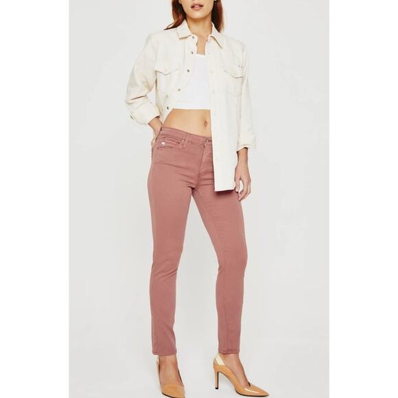 Adriano Goldschmied Jeans Women 27 Pink Prima Crop Cigarette Leg Mid Rise Solid - Picture 1 of 12
